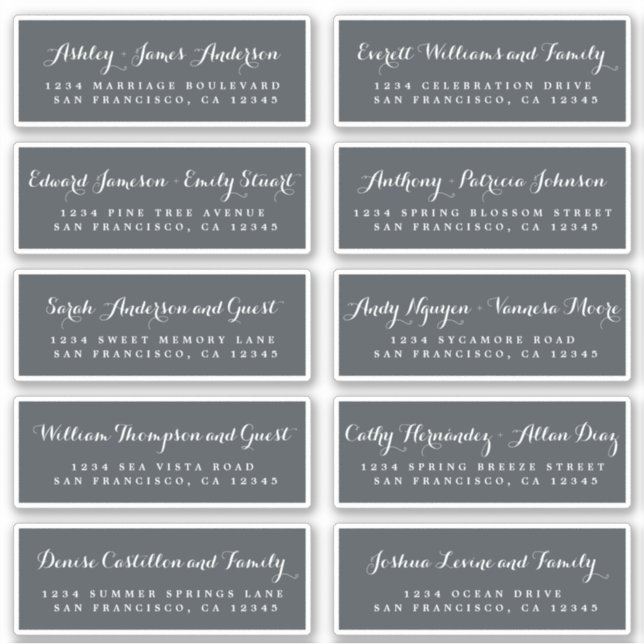 Chic Calligraphy Wedding Guest Address Labels (Vorderseite)