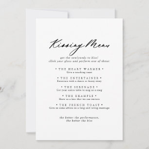 Chic Calligraphy Wedding Kissing Menu Game Card