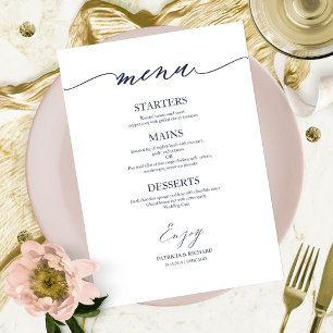 Chic Calligraphy Wedding Menu Card für Plate Menükarte
