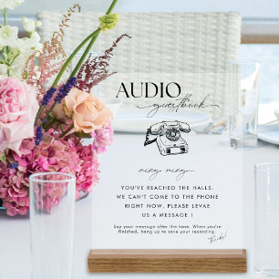 Chic Calligraphy Wedding Telefone Audio Gäestbook Acrylschild