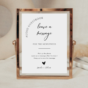 Chic Calligraphy Wedding Telefone Audio Gäestbook Sockelschild