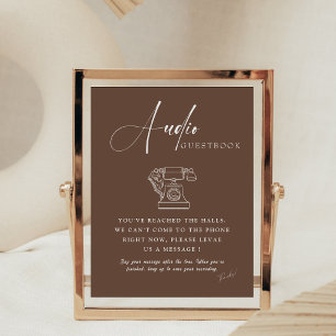 Chic Calligraphy Wedding Telefone Audio Gäestbook Sockelschild