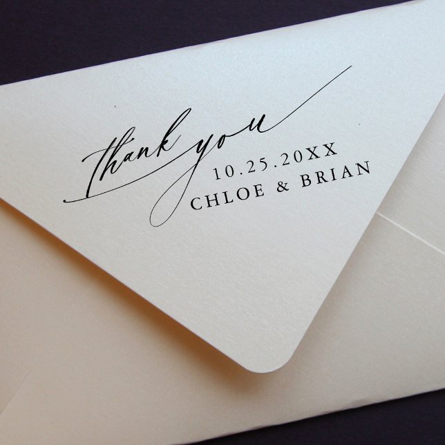 Chic Calligraphy Wedding Vielen Dank Permastempel (Von Creator hochgeladen)