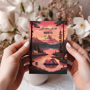 Chic Camping Watercolor Pine Forest Brautparty Einladung