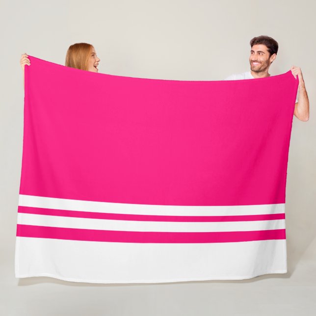 Chic Candy rosa Farbblock Weiße Racing Streifen Fleecedecke (Beispiel)