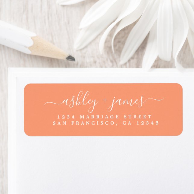 Chic Cantaloupe Orange Wedding Rücksendeadresse (Insitu)