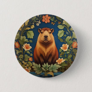 Chic Capybara - William Morris Inspiriert Button