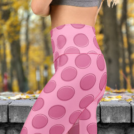 Chic Carnation Pink Polka Dot Pattern Yoga Capri Leggings