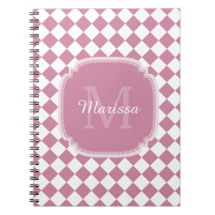 Chic Cashmere Rose überprüft Monogramm und Name Notizblock