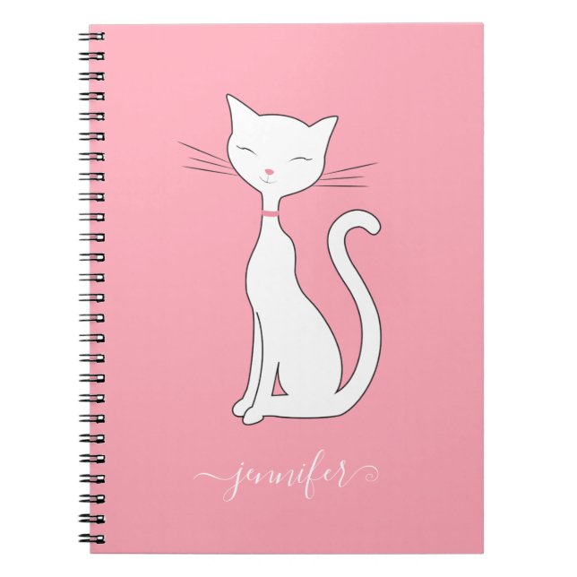 Chic Cat Personalisiert Pink Notizblock (Vorderseite)