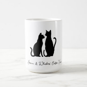 Chic Cat Silhouette Individuelle Name Schwarz & We Verwandlungstasse