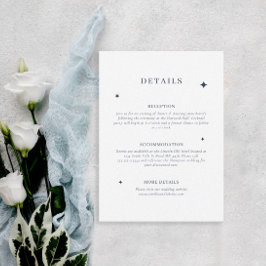 Chic Celestial Blue Stars Hochzeitdetails Begleitkarte