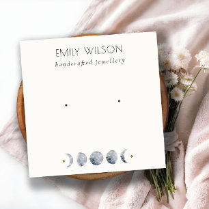 Chic Celestial Moon Watercolor Earring Display Quadratische Visitenkarte