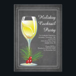 Chic Chalkboard Holiday Cocktail Party Einladung<br><div class="desc">Moderne 2014 Holiday Cocktail Party Einladung mit einem Champagner-Wein-Glas mit heiligen Sets auf einem stilvollen schwarzen Chalkboard-Hintergrund mit klassischem Rahmen.  Umdreh unsere Weihnachtszeit-Party Einladung vorbei,  um einen passenden Rücken für eine besondere Touch zu sehen.  Erhältlich in unserem Shop in einer Vielzahl beliebter und trendiger Farbwahl</div>