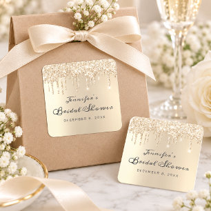 Chic Champagne Driving Glitzer Brautparty Quadratischer Aufkleber