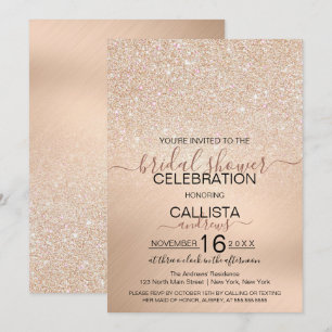 Chic Champagne Gold Glitzer Metallic Brautparty Einladung