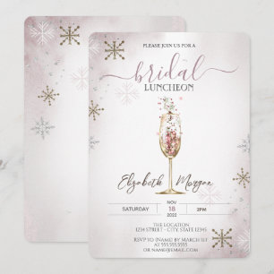 Chic Champagnerglas Schneeflocken Braut-Lunch Einladung