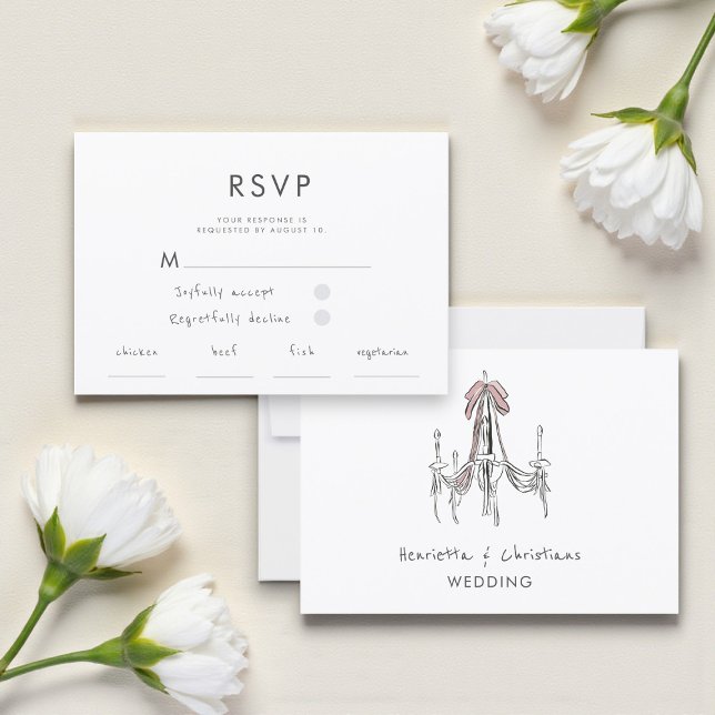 Chic Chandelier Watercolor Wedding RSVP Card Karte (Von Creator hochgeladen)