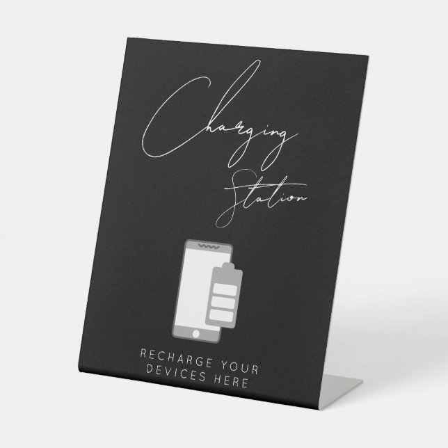 Chic Charge Station Hochzeitszeichen Sockelschild (Vorderseite)