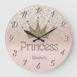 Chic Charming Tiara, Prinzessin, Glittery Bokeh Große Wanduhr