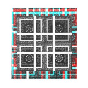 Chic Checkered Black, White & Red Graphics Design Notizblock