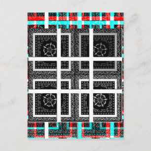 Chic Checkered Black, White & Red Graphics Design Postkarte