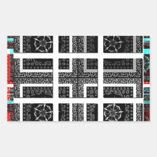 Chic Checkered Black, White & Red Graphics Design Rechteckiger Aufkleber
