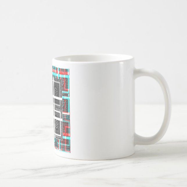 Chic Checkered Black, White & Red Graphics Design Tasse (Rechts)