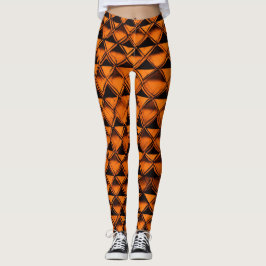 Chic Checkered Fusion: Orange & Black Leggings