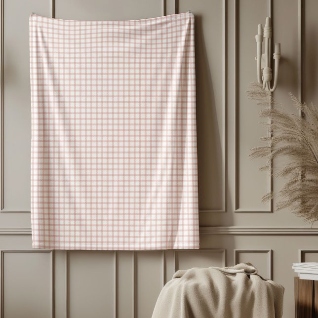 Chic Checkered Rose Gold Fleece Blankon (Chic Checkered Rose Gold Fleece Blanket)