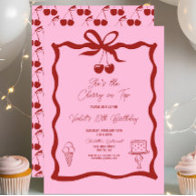 Chic Cherry auf Top Bow Pink und Red Birthday