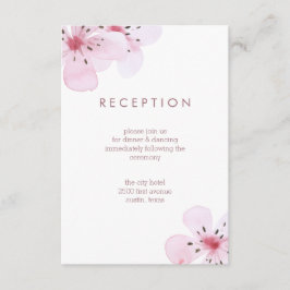 Chic Cherry Blossoms Hochzeitsempfang Begleitkarte
