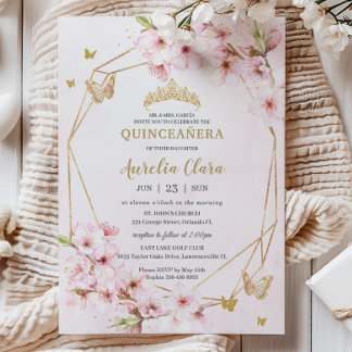 Chic Cherry Blüten Blumenblüten Quinceañera Sweet Einladung