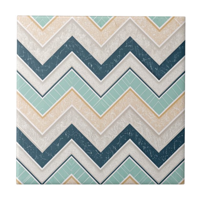 Chic Chevron Pattern Decorative 4.25" Square Fliese (Vorderseite)