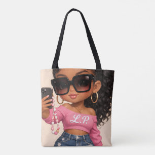 Chic Chibi Frau Illustration Tragetasche