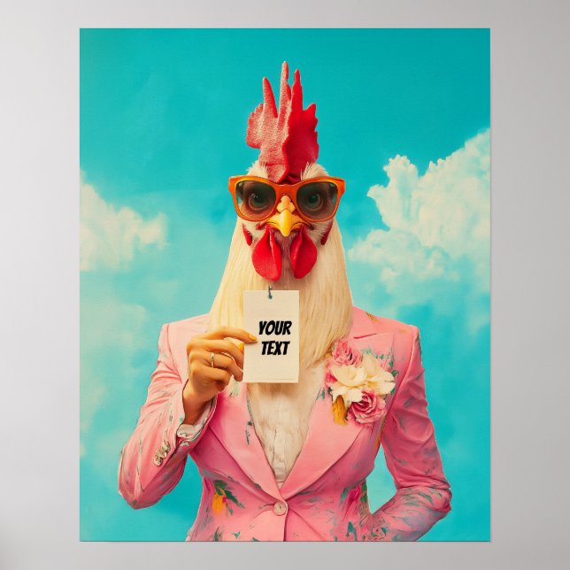Chic Chicken in Pink Anzug Poster (Vorne)