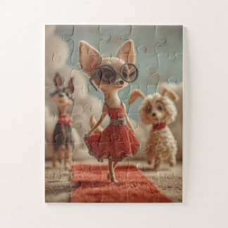 Chic Chihuahua Fashionista Jigsaw Puzzle