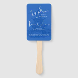 Chic Chinoiserie Pagoda Blue Wedding Program Fan Fächer