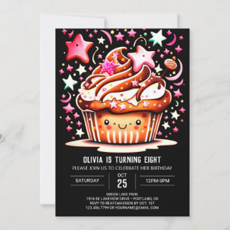 Chic Chocolate Delight Muffin Girl zum Geburtstag Einladung