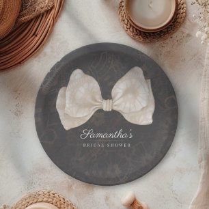 Chic Choquette Dunkelgraue Schleife Brautparty Pappteller