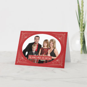 Chic Christmas Art Deco Roter Rahmen Custom Foto Feiertagskarte
