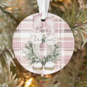 Chic Christmas Blush Pink Legs Boots Ornament