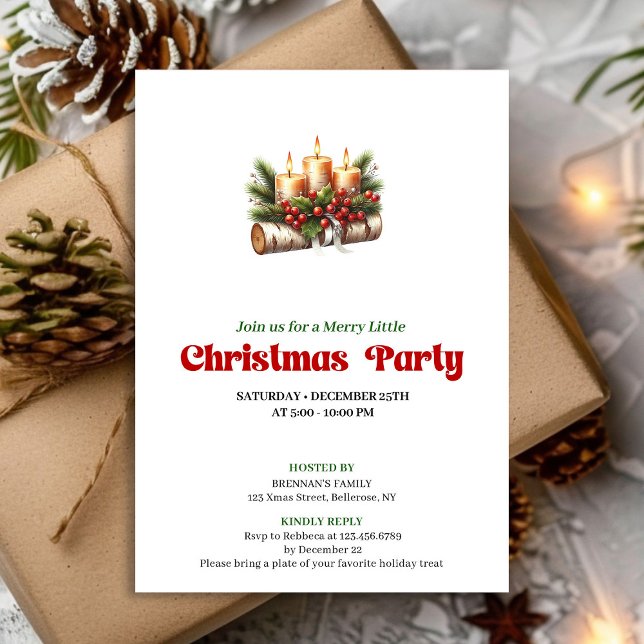 Chic Christmas Candles Holiday Party Invite Einladung (Chic Christmas Candles Holiday Party Invite)