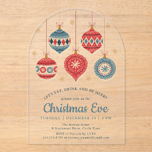 Chic Christmas Eve Dinner Ornament Acryleinladungen