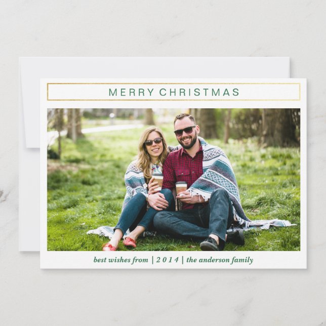 Chic Christmas Gold Weihnachtskarte Einladung (Vorderseite)