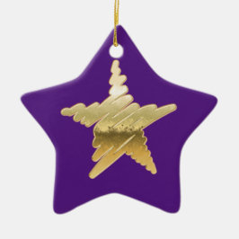 Chic Christmas metallic gold star lila Keramik Ornament