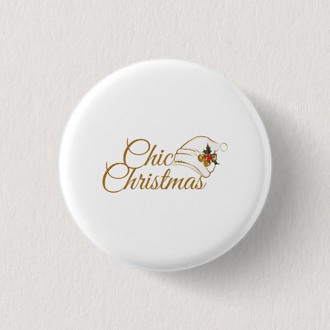 Chic Christmas Minimalistische Weihnachtsmannmütze Button (Vorderseite)