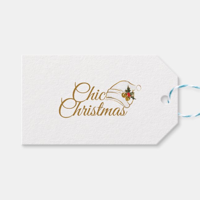 Chic Christmas Minimalistische Weihnachtsmannmütze Geschenkanhänger (Vorderseite (Horizontal))