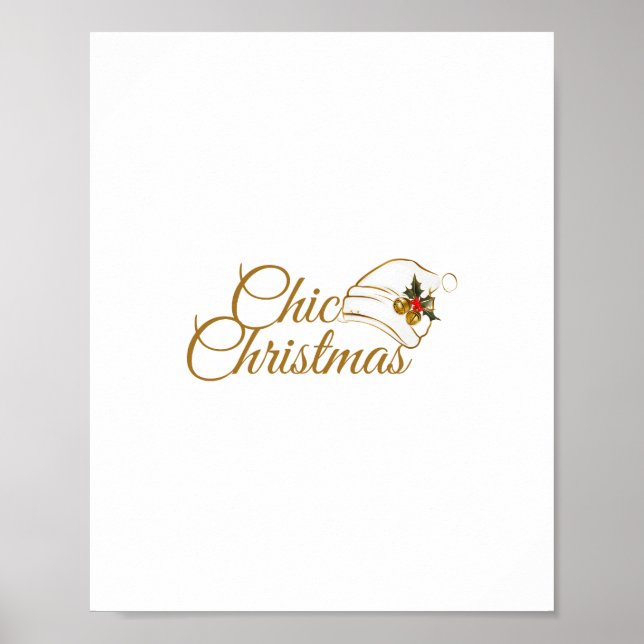 Chic Christmas Minimalistische Weihnachtsmannmütze Poster (Vorne)