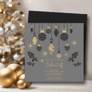 Chic Christmas Ornaments auf Grau Einladung